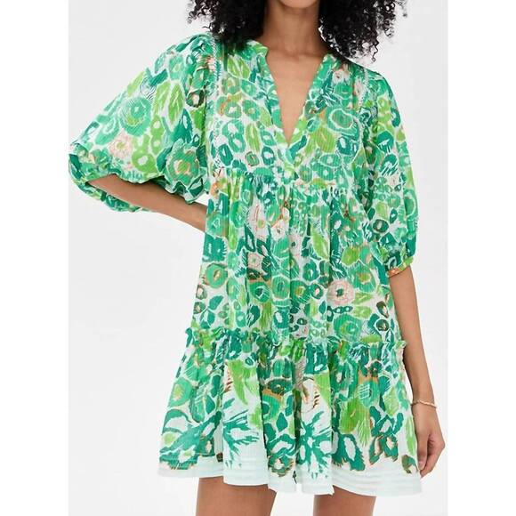 POUPETTE ST BARTH Dresses & Skirts - NEW POUPETTE ST BARTH aria mini dress in green pencilleo